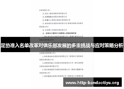 足协准入名单改革对俱乐部发展的多重挑战与应对策略分析 足协准入名单改革对俱乐部发展的多重挑战与应对策略分析